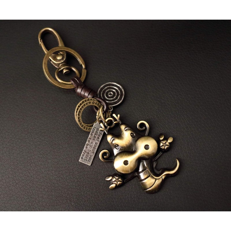 AuPra Funny Dragon Leather KeyRing Gift Idea Women & Men