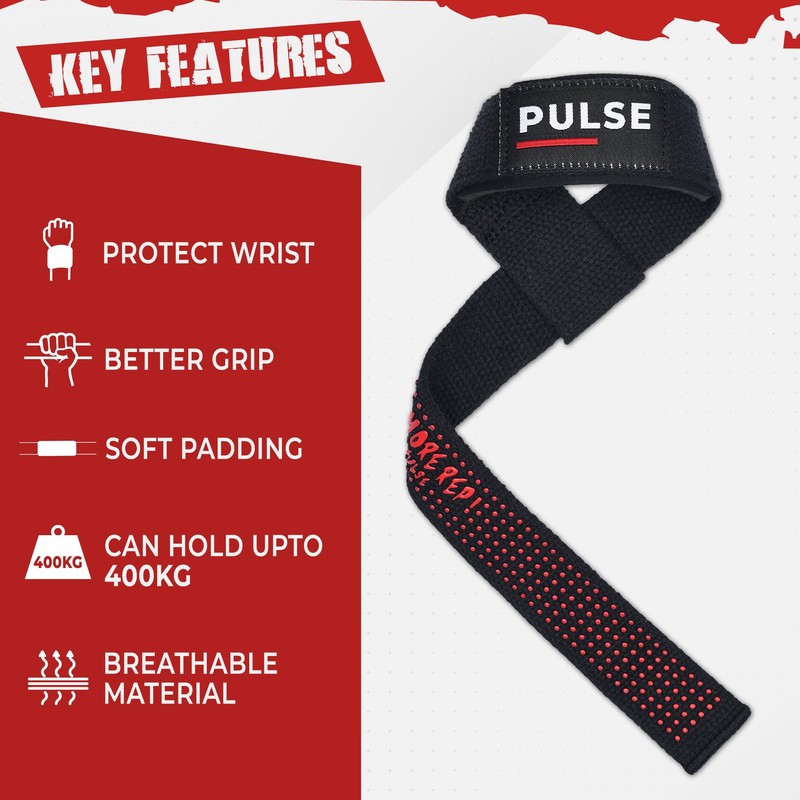 Weight Lifting Straps with Non-Slip Silicon Grip - 21 Inch,
