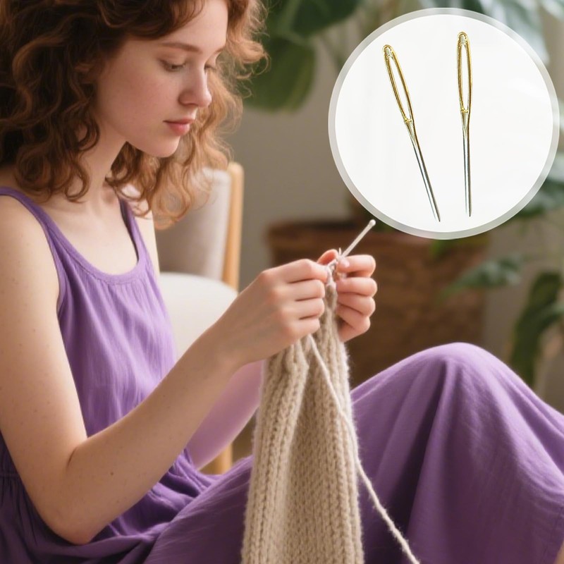 2 Pieces Large Eye Blunt Needles Wool Thick Hand Knitter
