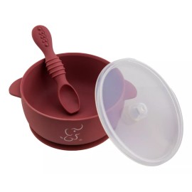 Papu Baby Bowl/tazón Papubaby Grande Con Tapa Y Cuchara De Silicón Color Magenta Bowl con succion