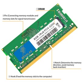 RASALAS 8GB 8GB DDR4 3200MHz (DDR4-3200) PC4-25600 Non-ECC Unbuffered 1.2V CL22 1Rx8 Single Rank 260 Pin Laptop RAM Upgrade