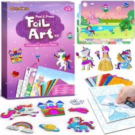 PERRYHOME Foil Arts and Crafts for Kids Ages 4-8 -DIY Unicorn & Princess Foil Foam Stickers Fun,Mess Free Kids Crafts,Creative Christmas Birthday Gifts Toys for 4 5 6 7 8 Year Old Girls