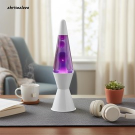 zhrisezlava 16 Inch Liquid Lamp, Purple Liquid Purple Wax Motionin Liquid Motion Light, Night Light Home Decor for Meditation, Amazing Gifts for Adults & Kids, White Base.（SLB）
