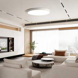 GongYe 2 Pack 20 Inch Round LED Ceiling Light with Triac Dimming & 3 CCT Options (3000K/4000K/6500K) - 40W Super Slim Flush Mount Panel for Bedroom, Kitchen, Hallway, Garage & Office