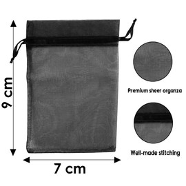 creative balloons Organza Bags Black 7 x 9cm Organza Gift Bags 50 Pack Wedding Christmas Favour Drawstring Bags Jewellery Bags Candy Mesh Pouch Bag Small Gifts