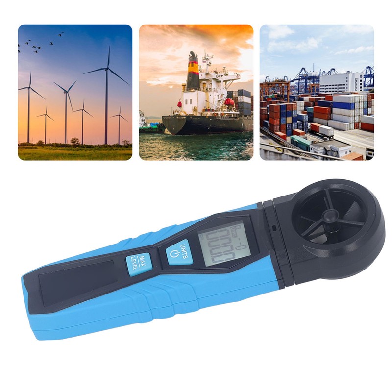 Handheld Anemometer 180° Fan Rotation LCD Digital Display Temperature Humidity