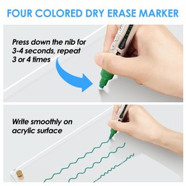 MaxGear Acrylic Dry Erase Board, 16''x12'' Wall Hanging White Board, Non-Magnetic Floating Dry Erase Board Frameless Whiteboard with Marker Holder, Markers and Eraser, for Office, School, Restaurant