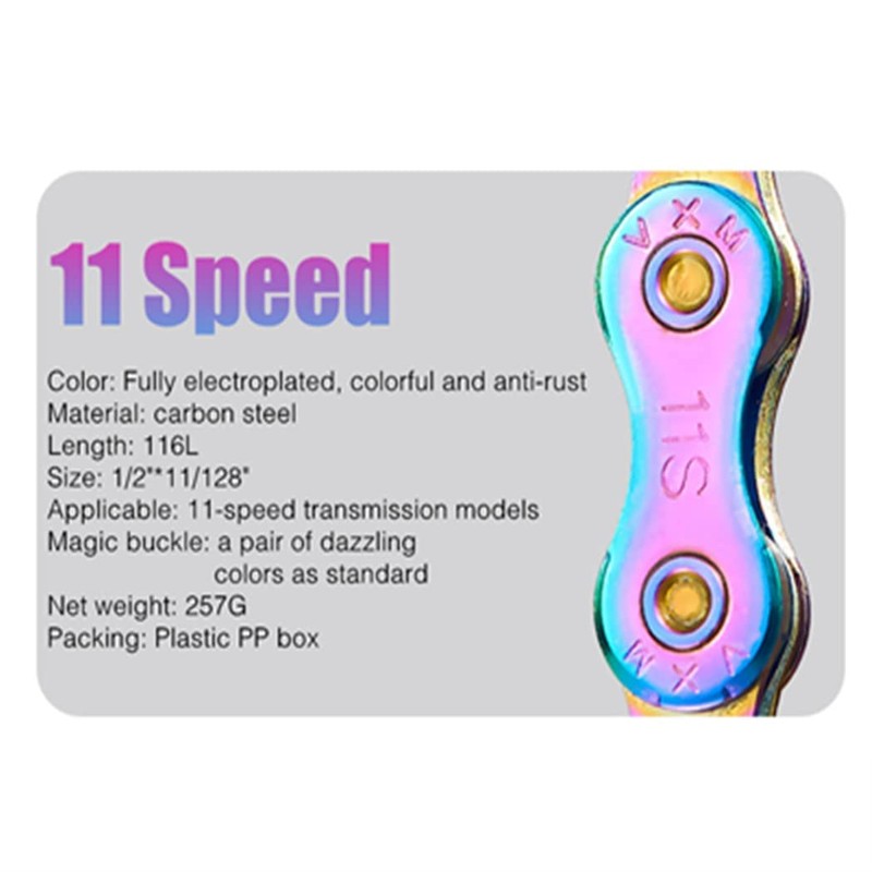 YBEKI Bicycle Chain 11-Speed Colour Bicycle Chain 1/2 x 11/128