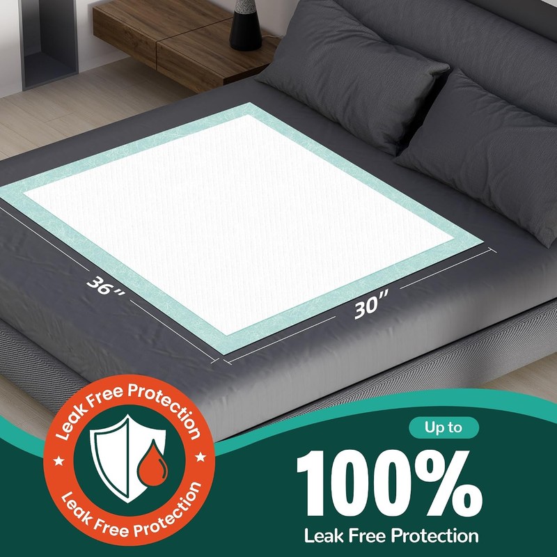 MILDPLUS Bed Pads with Adhesive Strips 30'' X 36'' Disposable