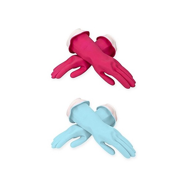 Casabella Waterblock 2-Pack Medium Premium Gloves in Pink/Blue