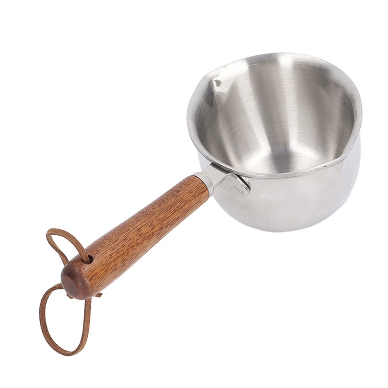 Butter Warmer Stainless Steel Wooden Handle 3 Layers Multi Purpose