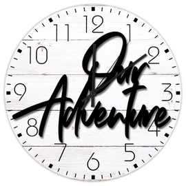 Autravelco 15 Inch Silent Non-Ticking Wall Clocks Battery Operated Our Adventure Wooden Wall Decor for Patio Nature Mountain Forest Retro Round Wooden Wall Clock Vintage for Conference Room Yoga Room