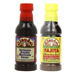 Claude's Sauce 2 Flavor Variety Pack: (1) Claude's Barbeque Brisket Marinade Sauce, and (1) Claude's Fajita Marinating Sauce, 16 Oz. Ea.