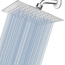 Voolan Rain Shower head, High Pressure Shower Head Made of 304 Stainless Steel, Relaxed Shower Experience Even at Low Water Flow & Pressure (8" Chrome)