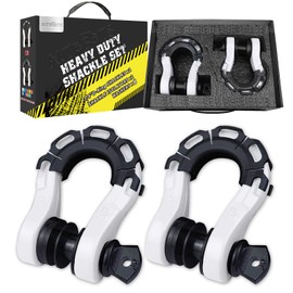 AUTOBOTS D Ring Shackles Heavy Duty(2 Pack) 68,000 lbs Capacity, Stronger Than 3/4" D Shackle, with 7/8" Screw Pin, for Tow Strap Winch Off Road Accessory Vehicle Recovery White