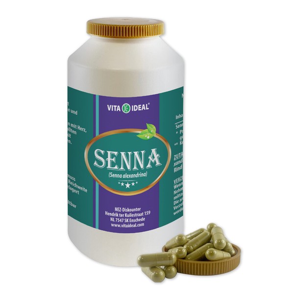 VitaIdeal ®Senna Leaves 180 Capsules - Senna Alexandrina - Daily Serving 660 mg Senna Leaves Pure Powder