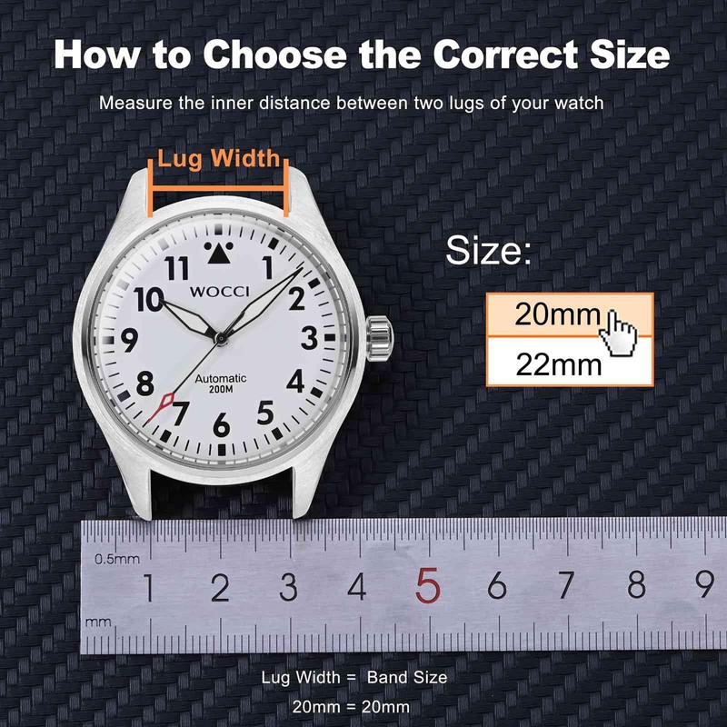 WOCCI 22mm Magnetic Silicone Watch Band, Tactile Ridged Texture, Quick