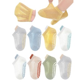 Baby Toddler Non Slip Socks Girl Boy Non-Skid Crew Socks Mesh Summer Infant Floor Socks 8 Pairs (US, Age, 1 Year, 3 Years, Boy 1)