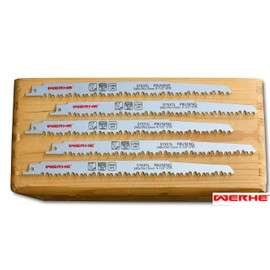WERHE ® Professional - 5 x Wood & Branches Reciprocating Saw Blades - C 240mm S1531L Extra Long - HCS Steel - Fast Cutting Thick Layers - Compatible with Bosch, Makita Foxtail