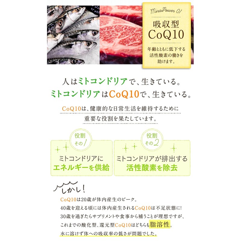 タンポポQ10ミライ カプセル 311mg 60粒 吸収型（包接体）コエンザイムQ10、やまいも抽出物ジオスゲニン、大豆抽出物ポリアミン、赤ワイン抽出物レスベラトロール、ビタミンD