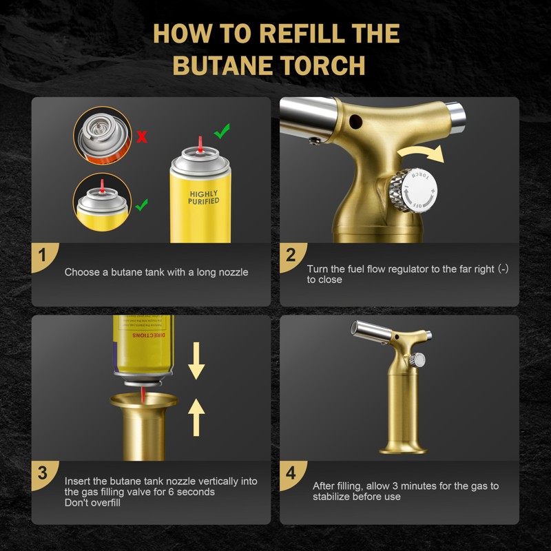RAVS Butane Torch Lighter with Solid Copper Design, Kitchen Torch