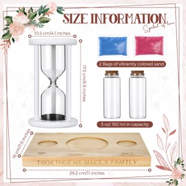Arrowbash Sand Unity Ceremony Set for Wedding Includes 1 Hourglass 1 Wooden Wedding Tray 2 Glass Cylinder 2 Vibrantly Colored Sand Ceremony kit for Weddings Bridal Party