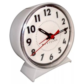 Westclox NEW WESTCLOX 15550 Loud Bell Alarm Clock Plastic WHITE KEY WOUND 7198559