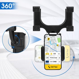 Universal Autotelefonhalter, Auto Rückspiegel Telefonhalter Ständer mit 360 Grad drehbares Design, Geeignet für 5-9 cm / 1,95-3,55 Zoll Mobiltelefone Großer Bildschirm Smartphone