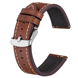 BISONSTRAP Leather Watch Straps, Quick Release Replacement Band for Men and Women-20mm,Red Brown