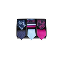 HISDERN Men's Ties Set of 5 Tie with Pocket Square Classic Elegant Wedding Silk Tie and Handkerchief for Men with Gift Box, T5-23