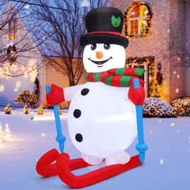 Hot Selling 5.6 FT Inflatable LED Christmas Snowman Skis with Blow Snow Effect Factory Price Christmas Decorationscolor: Snowman, size: Large