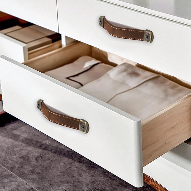 JeeSoarToFar Antique Leather Handle Set, 3 Sizes, Bronze Joints, Suitable