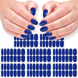 DANNEASY 8 Sheets Blue Nail Wraps for Women Solid Color Nail Polish Stickers Stick on Nail Polish Strips Gel Nail Strips Self Adhesive Fingernail Sticker Nails with Nail File, Cuticle Stick