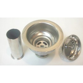 WAHL Heavy Duty Deep Cup Style Kitchen Sink Strainer with Basket and Tailpiece