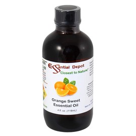 Essential Depot Orange Sweet Essential Oil - GC/MS Tested - Supplied in 4 oz. Amber Glass Bottle with Black Phenolic Cone Lined and Safety Sealed Cap