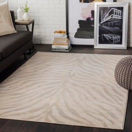 Mark&Day Animal Print Rugs, 3x7 Chambery Modern Zebra Tiger Light Gray Runner Area Rug, Beige Grey Carpet for Hallway, Kitchen, Bedroom or Living Room (2'7" x 7'3" Runner)