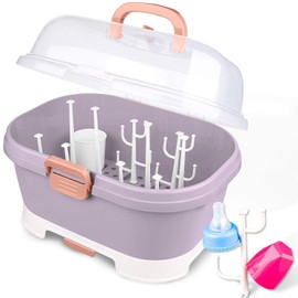 Organizador portátil para secar biberones con tapa antipolvo, color morado