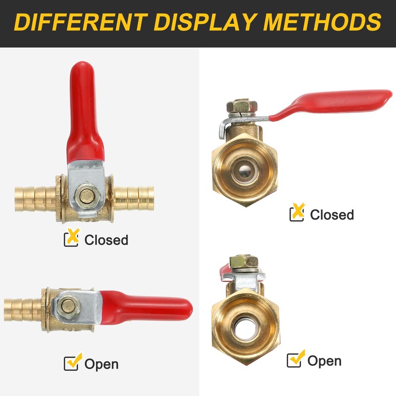 sourcing map 2Pcs Brass Water Mini Ball Valve Shut Off