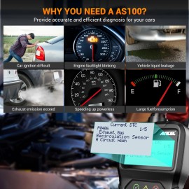 2025 ANCEL AS100 USA EU Free Shipping Engine Check I/M Readiness Live Data Stream Small OBD2 Scanner Ford FiestaScreen Size: N/A, Power Source: Corded Electric