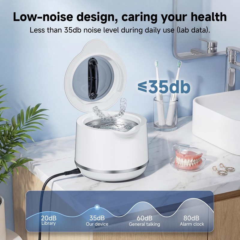 Ultrasonic Retainer Cleaner Machine 45kHz Dental Cleaning Pod 5 Modes