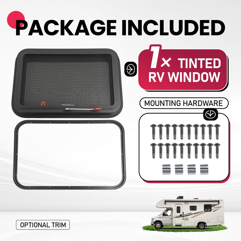 Wutist 30" x 20" RV Exit Window Push Out w/Screen
