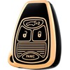 OFF WE GO for Jeep Key Fob Cover, Soft TPU Car Key Case Protection Compatible with Jeep Wrangler Compass Dodge Ram Durango Caliber Dakota Nitro Chrysler Smart Car Key Accessories (Gold Black)