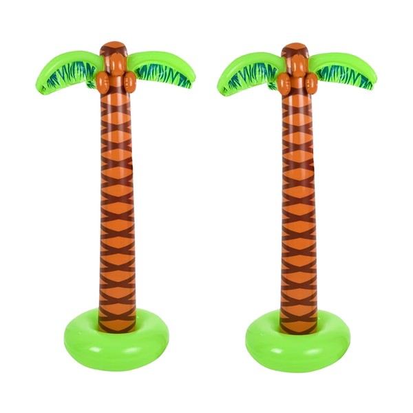 Inflatable Palm Trees [2 Pack] 5.5ft - Luau Hawaiian Tropical Party Decorations for Adults & Kids, Summer Beach Theme Party Photo Prop Pool Decor, Moana Birthday Party Supplies by 4E's Novelty