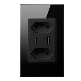 Peakloong Brazil WiFi Smart Wall Socket with Type-C USB Port Individual Control,Tuya Smart Outlet Plug,Work for (Black)