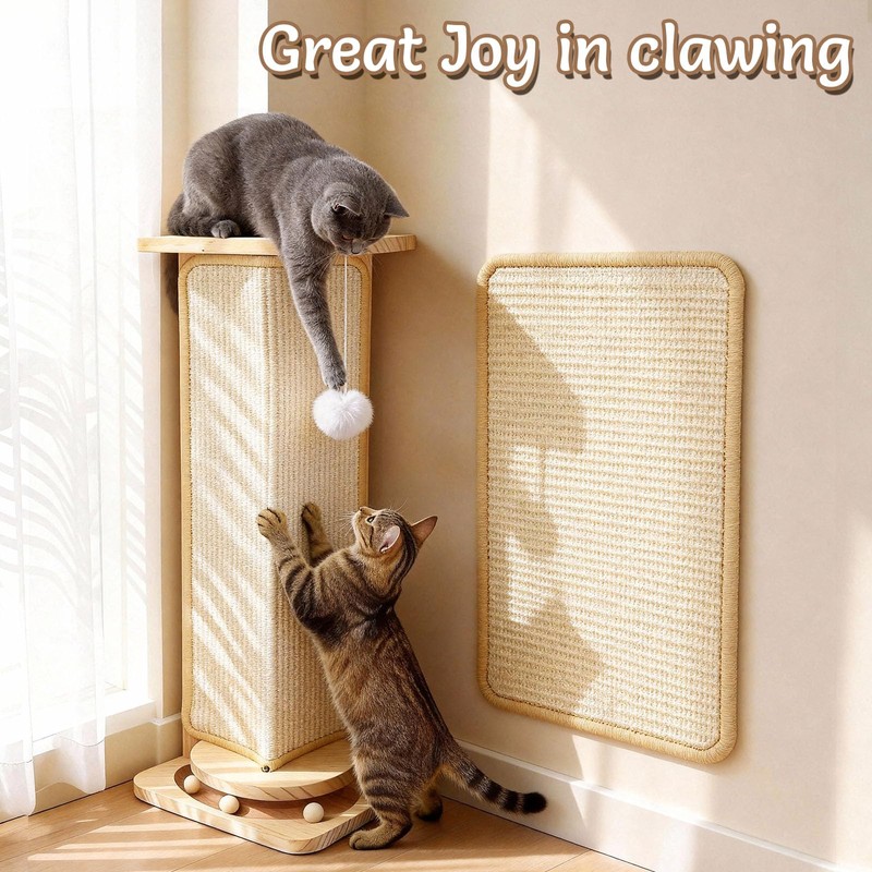 Couch Cat Corner Scratcher with Interactive Ball Toys for Cat,