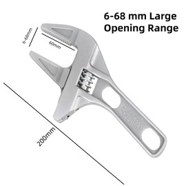 KISPATAI Multifunctional Adjustable Spanner Wrench,6-68mm Opening Wide Jaw Spanners,with Short Handle Bathroom Spanner Nut Hand Tool Repair Tool for Bathroom Kitchen.