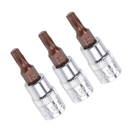 TA-VIGOR 3Pcs Torx Bit Socket, 1/4" Drive x T25 CR-V Key Socket, Premium S2 Steel Bits, Torx Bit with 38mm Length for Ratchet Wrench, Torque Wrench, Slide Bar, Impact Power Drills