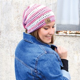 myboshi IGA Summer Hat Set Including No. 2 Wool, Needle and Instructions, Crochet Pack, 85% Cotton, 15% Kapok Pink with Crochet Hook