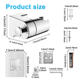 SKENGWEL Hand Shower Holder, 360° Adjustable Shower Holder, Shower Head Holder, No Drilling, with Mounting Accessories for Shower, Bathroom (Silver)