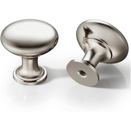 3 Pack 1-1/6 Inch Satin Nickel Round Cabinet Knobs, Solid Zinc Alloy